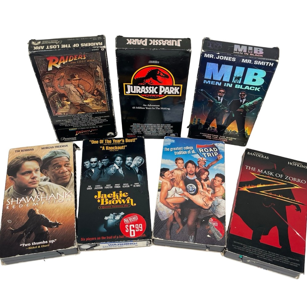 Vintage VHS Blockbuster Movie Lot Jurassic Park Indiana Jones MIB Zorro 80s 90s